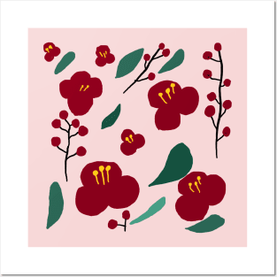 camellia pattern Posters and Art